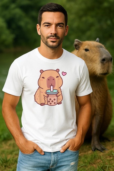 Tricou Barbat CapyBara - stil Anime
