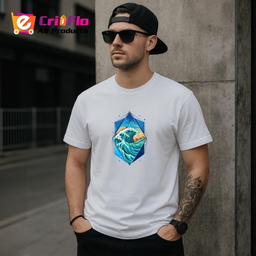 Tricou Val Ocean Albastru Geometric, Copii | Dama | Barbat