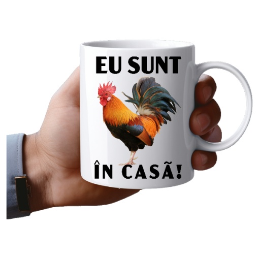 Cana alba personalizata cu text haios Eu sunt Cocosul in casa -cadou