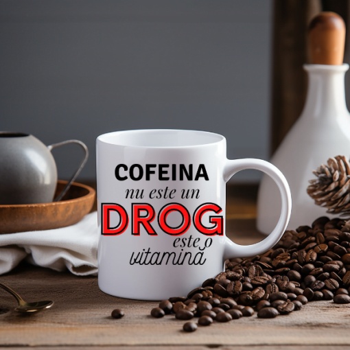 Cana haioasa personalizata cu textul Cofeina Nu este un Drog, Este o vitamina