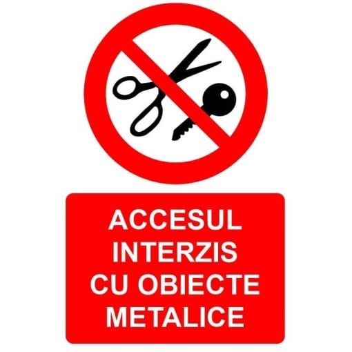 Indicator Accesul interzis cu obiecte metalice indicator de interzicere, Sticker autocolant