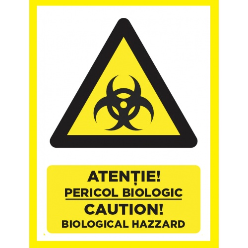 Indicator Atentie pericol biologic caution biological hazard, Sticker autocolant