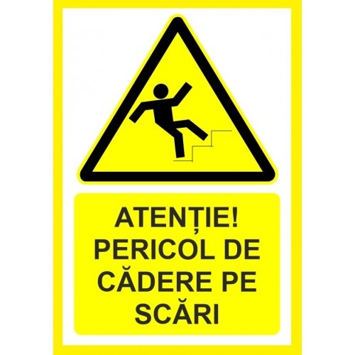 Indicator Atentie pericol de cadere de pe scari, Sticker autocolant