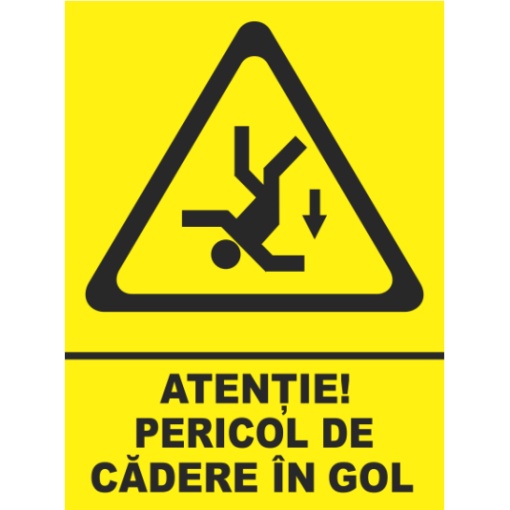Indicator Atentie pericol de cadere in gol, Sticker autocolant