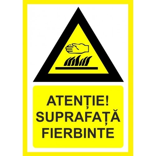 Indicator Atentie suprafata fierbinte, Sticker autocolant