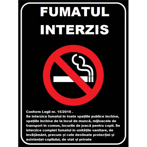 Indicator cu fumatul interzis conform legii, Sticker autocolant