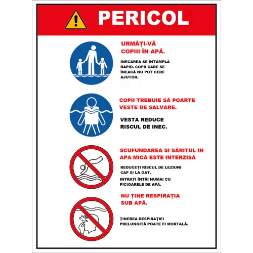Indicator Cu instructiuni pentru piscina, Sticker autocolant