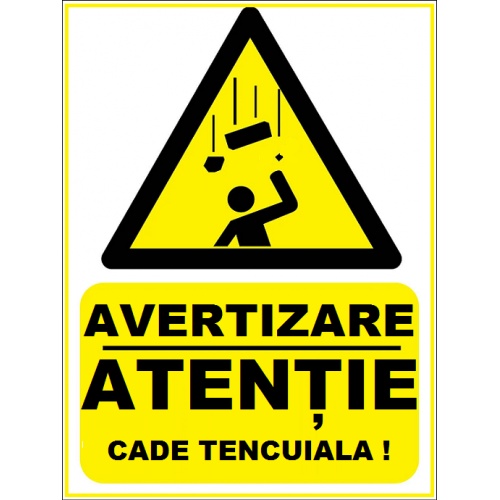 Indicator De avertizare atentie cade tencuiala, Sticker autocolant