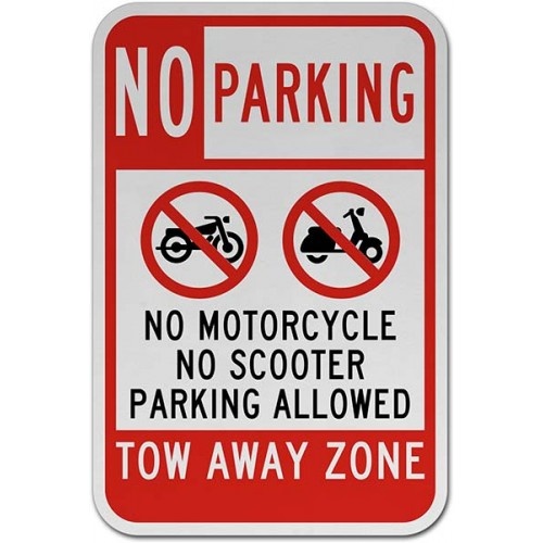 Indicator No Motorcycle No Scooter Parking Allowed Sign, Sticker autocolant