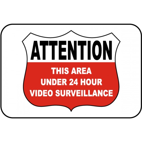 Indicator Under 24 Hour Video Surveillance Sign, Sticker autocolant