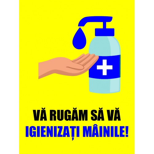 Indicator Va rugam sa va igienizati mainile, Sticker autocolant