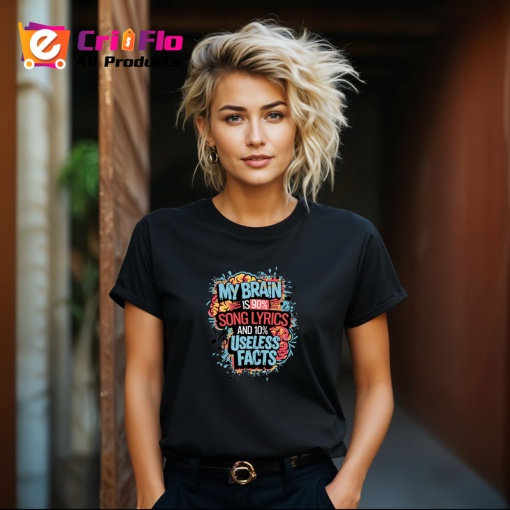 Tricou Brain Is 90 Percent Song Lyrics, Copii | Dama | Barbat, culoare negru