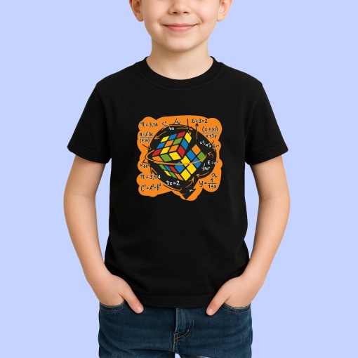 Tricou Cub Rubik si formule matematice Negru, Copii | Dama | Barbat