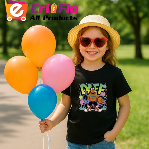 Tricou Daff hanorac portocaliu cu minge in mana Copii | Dama | Barbat, negru