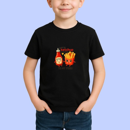 Tricou Ketchup si cartofi prajiti Negru, Copii | Dama | Barbat