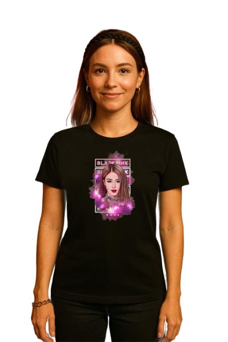 Tricou KPOP dama cu trupa formatia BLACK PINK ROSE , music Coreean 156