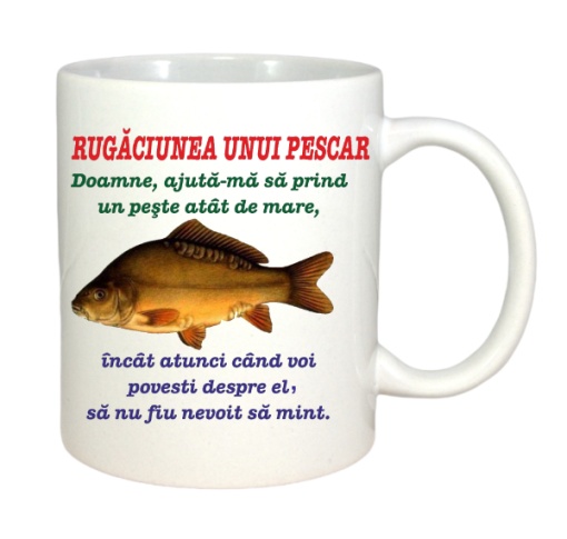 Cana alba personalizata cu Rugaciunea unui pescar!