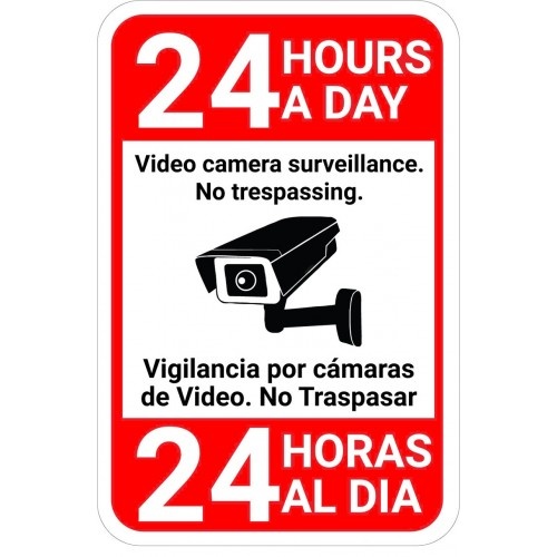 Indicator 24 hour video surveillance signs private property, Sticker autocolant