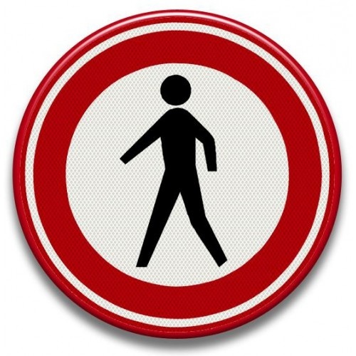 Indicator accesul interzis pietonilor v1, Sticker autocolant
