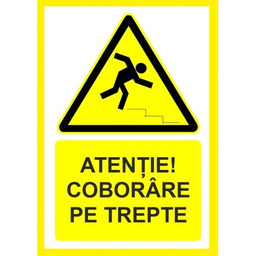 Indicator Atentie coborare pe trepte, Sticker autocolant