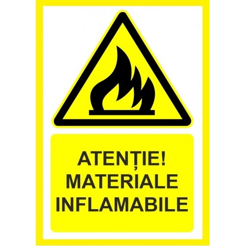 Indicator Atentie materiale inflamabile, Sticker autocolant