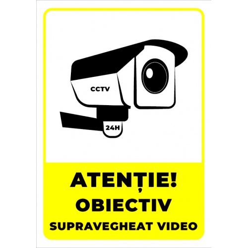 Indicator Atentie obiectiv supravegheat video v1, Sticker autocolant