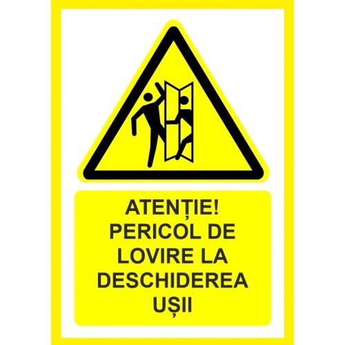 Indicator Atentie pericol de lovire la deschiderea usii, Sticker autocolant