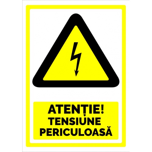 Indicator Atentie tensiune periculoasa, Sticker autocolant