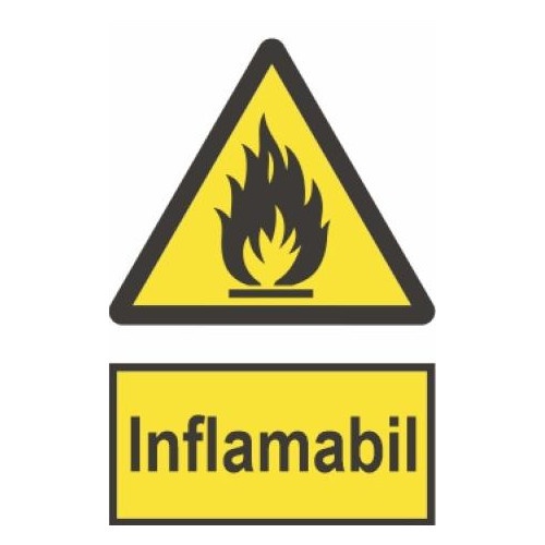 Indicator protectia muncii inflamabil, Sticker autocolant