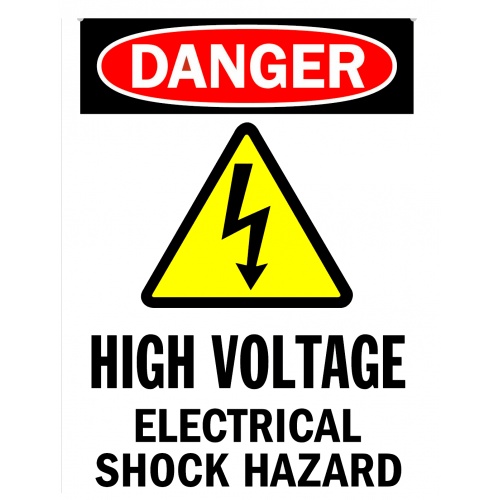 Indicator Sign danger high voltage electrical shock hazard, Sticker autocolant