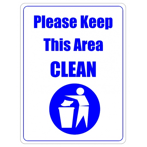 Indicator Sign please keep this area clean, Sticker autocolant