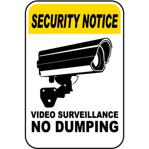 Indicator Video Surveillance No Dumping Sign, Sticker autocolant