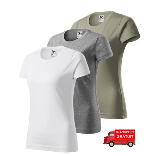 Set 3 tricouri simple dama bumbac clasic casual pentru femei, alb, gri inchis, kaki deschis 134