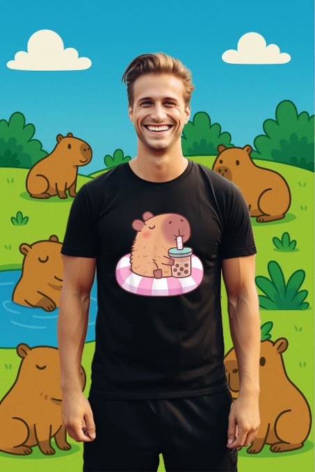Tricou Barbat CapyBara - pe un colac