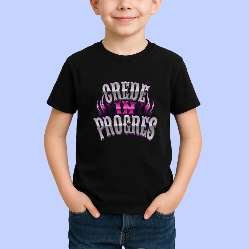 Tricou Crede In Progress Negru, Copii | Dama | Barbat