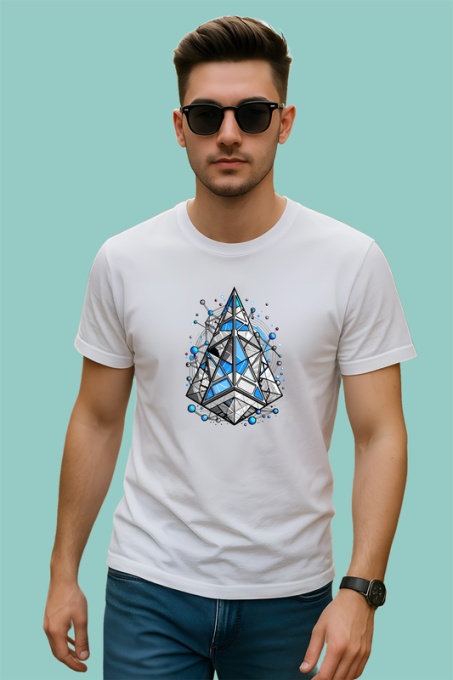 Tricou Cristal Geometric Albastru Abstract, Copii | Dama | Barbat