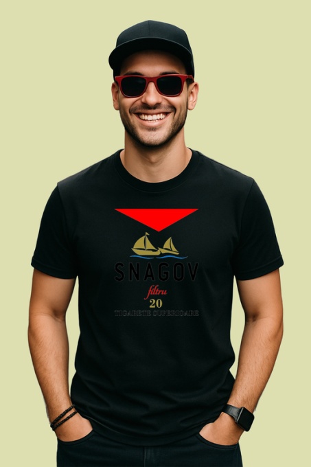 Tricou Snagov filtru 20 tigarete superioare design barcuta, Copii | Dama | Barbat , tricou negru