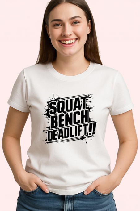 Tricou Squat Bench Deadlift Text Simplu, Copii | Dama | Barbat
