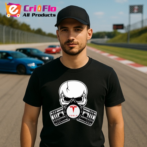 Tricou Tesla Skull Pistons | Unisex Dama si Barbat