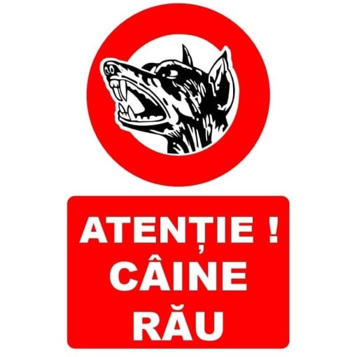 Indicator Atentie caine rau indicator de interzicere, Sticker autocolant