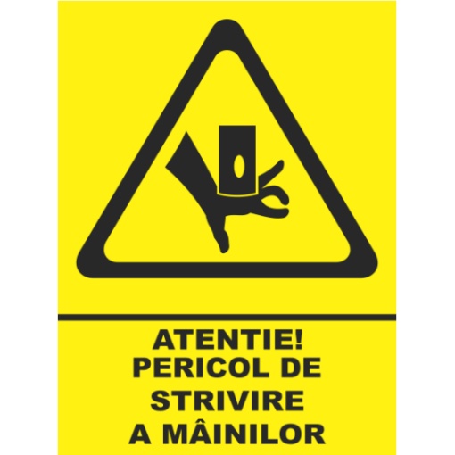 Indicator Atentie pericol de strivire a mainilor, Sticker autocolant