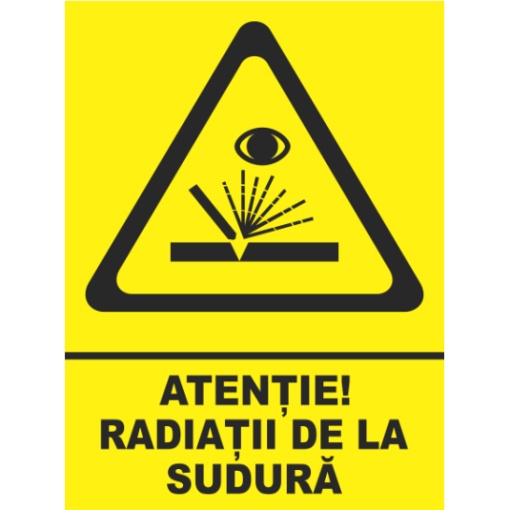 Indicator Atentie radiatii de la sudura, Sticker autocolant