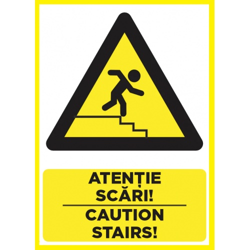 Indicator Atentie scari caution stairs, Sticker autocolant