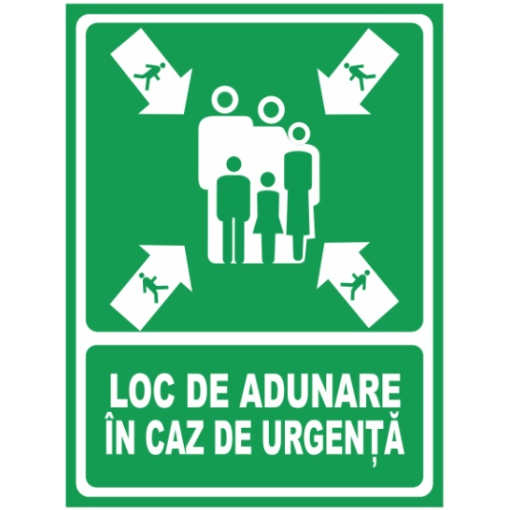 Indicator Loc de adunare in caz de urgenta, Sticker autocolant