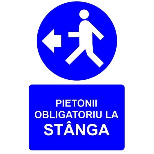 Indicator Pietonii obligatoriu la stanga indicator de obligativitate, Sticker autocolant