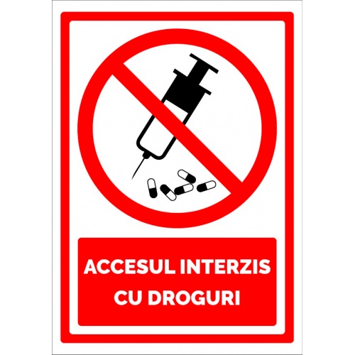 Indicator Semn pentru accesul interzis cu droguri, Sticker autocolant