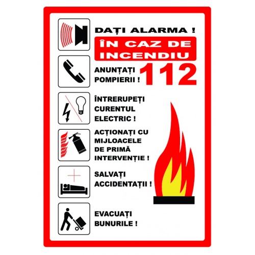 Indicator Semn pentru alarma in caz de incendiu, Sticker autocolant