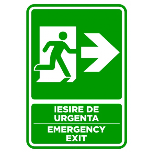 Indicator Semn pentru iesire cu directie in dreapta emergency exit, Sticker autocolant