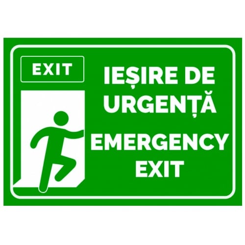 Indicator Semn pentru iesire de urgenta emergency exit, Sticker autocolant