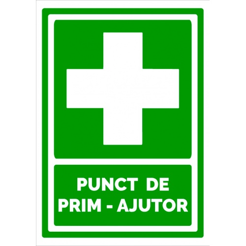Indicator Semn pentru punct de prim ajutor, Sticker autocolant
